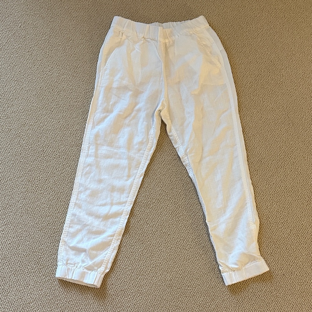 J. Crew Seaside Jogger White Linen Blend Pull On Pants